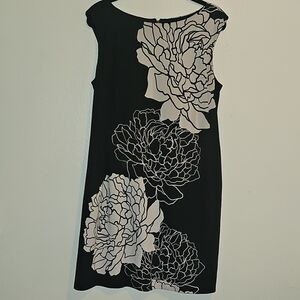 Vince Camuto Black and White Floral Midi Dress